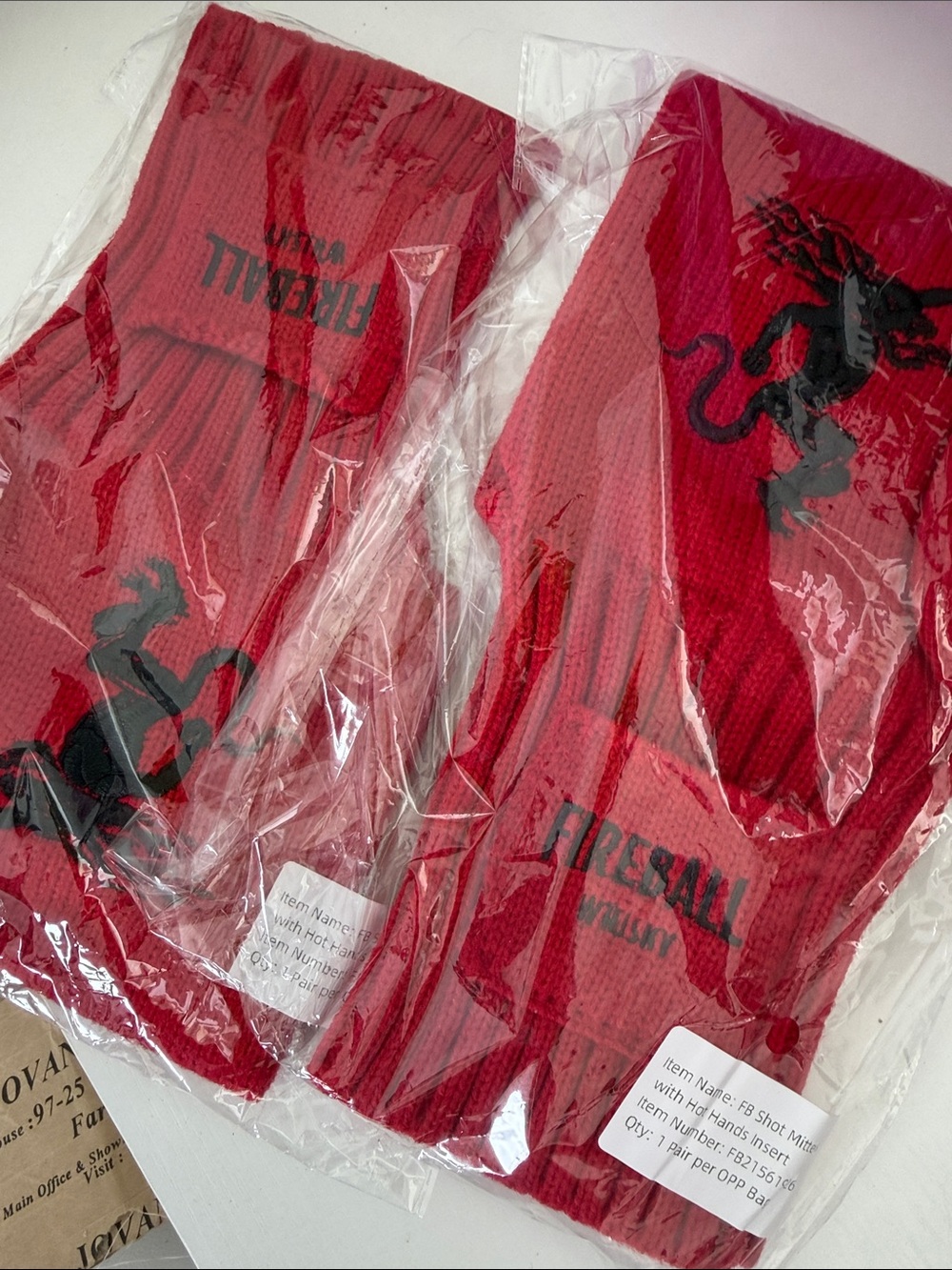 Red Fireball Knit Gloves with Black Dragon Graphic one size fits all